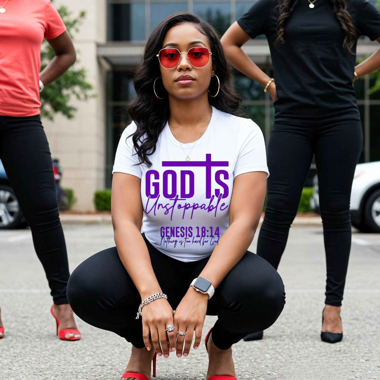 God Is Unstoppable T-Shirt (in Purple Print)