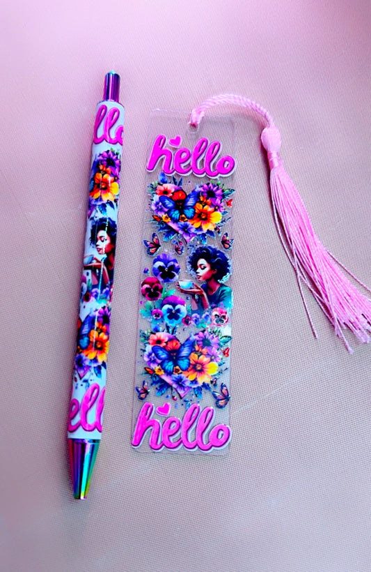 Hello Bookmark & Pen Set